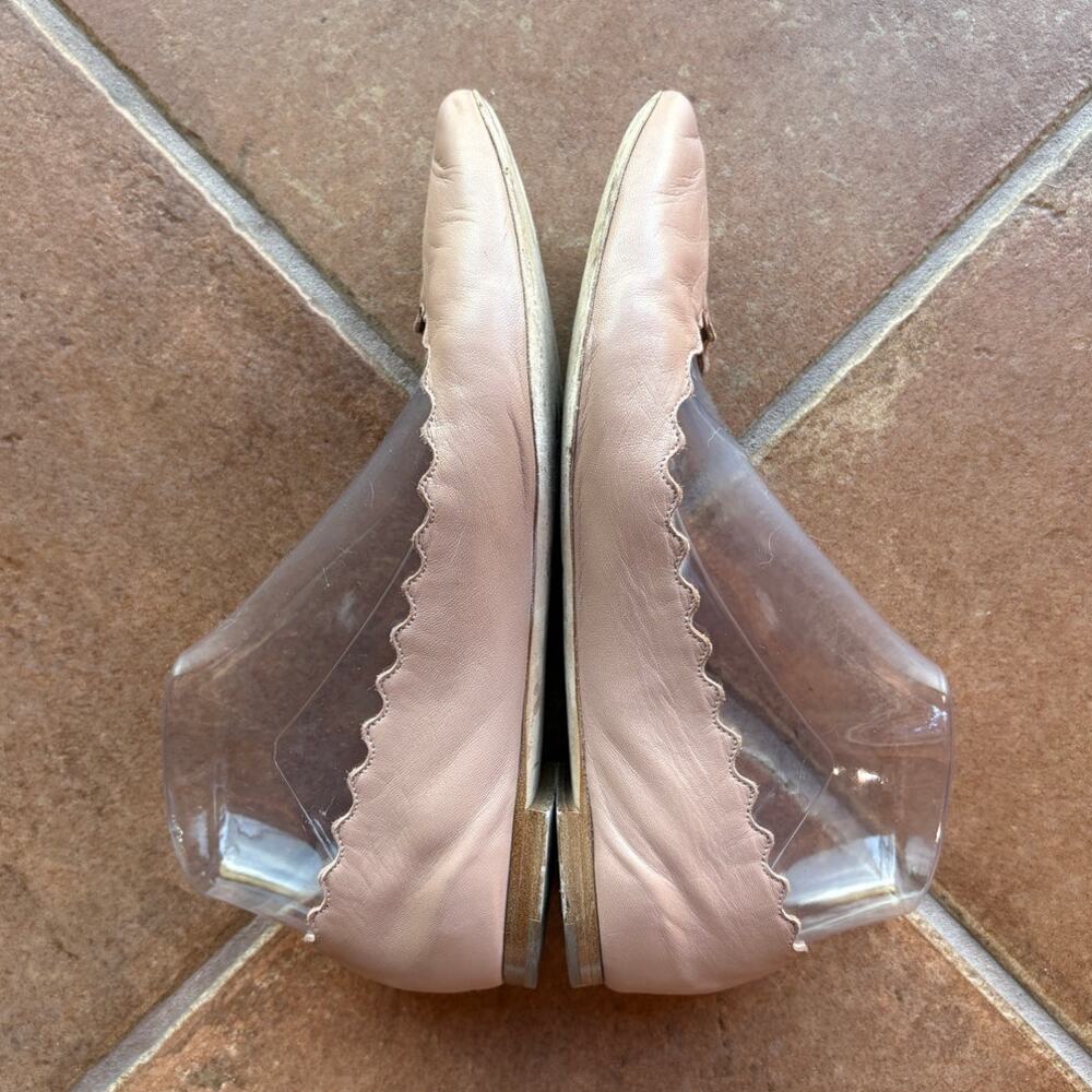 Chloe Lauren Ballerina Scalloped Edge Leather Flats Rosy Beige size 38/8 US - Picture 8 of 16